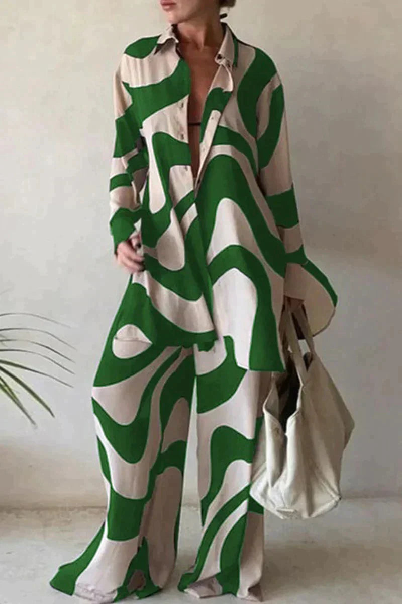 Variant image for Ensemble d'Été Femme Pantalon et Chemise en Lin Élégant-8