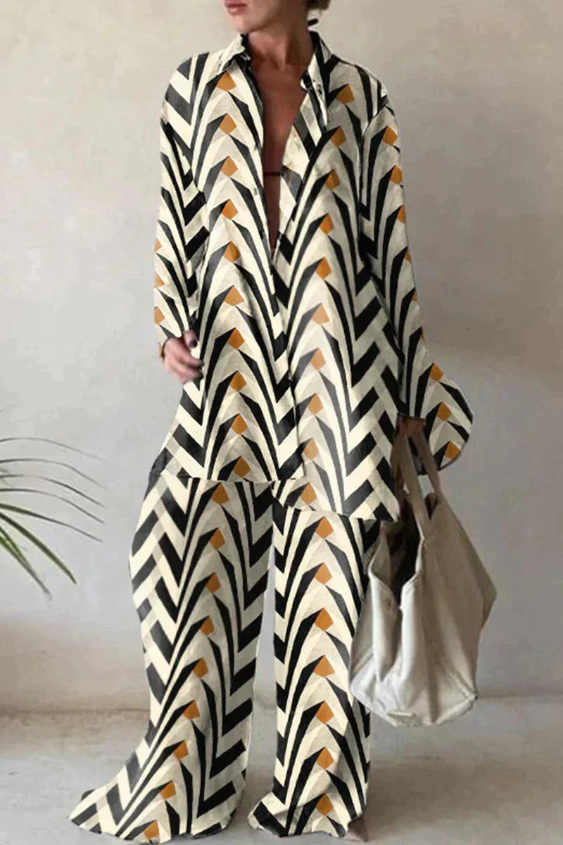 Variant image for Ensemble d'Été Femme Pantalon et Chemise en Lin Élégant-22