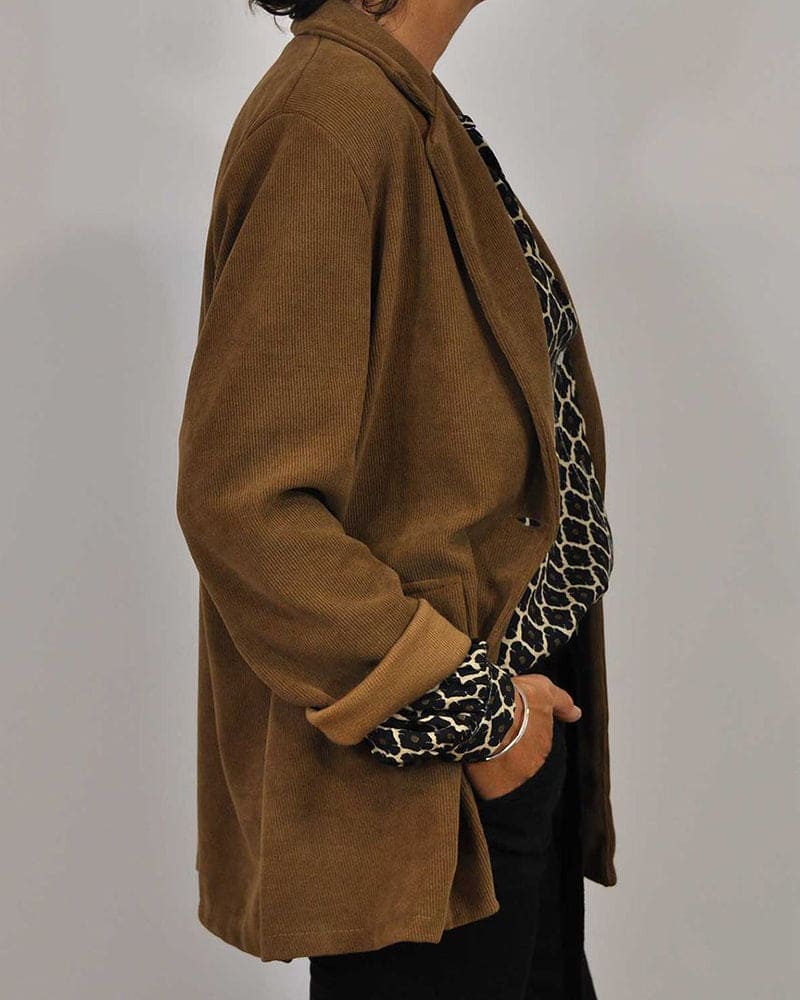 Chemisier Femme Chic Col en V Mélange de Coton Manches Longues-3