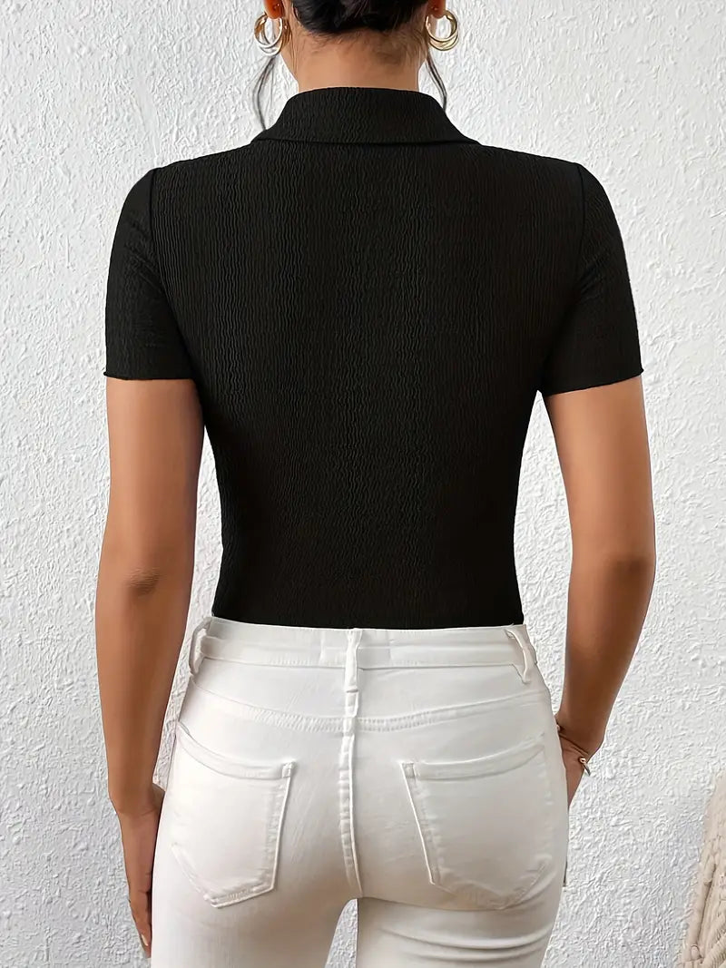 Chemisier Femme Décontracté Manches Courtes Tissu Léger-2