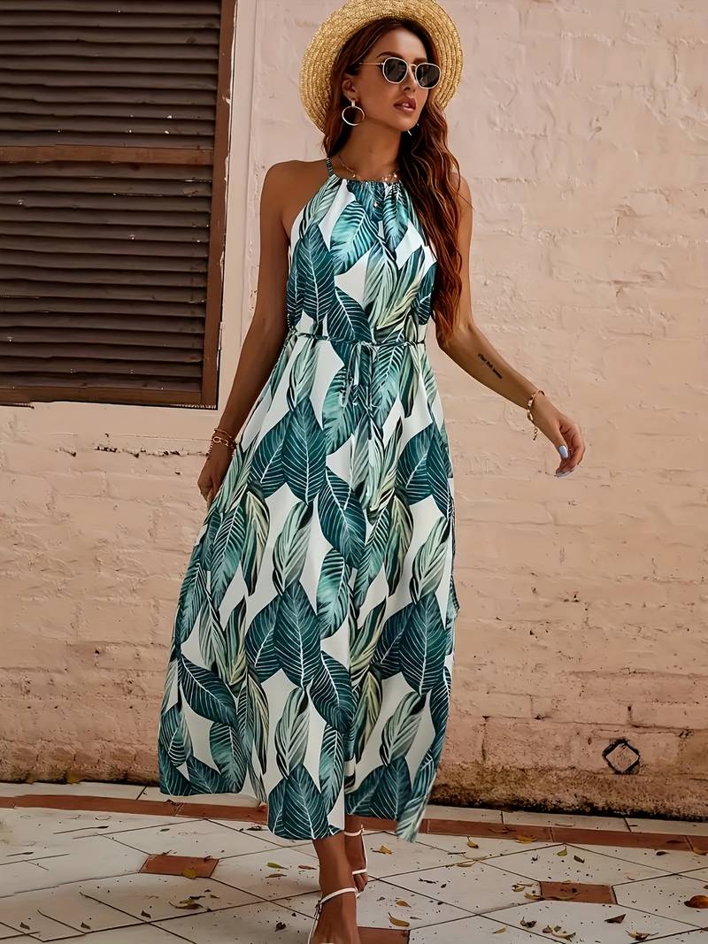 Variant image for Robe de Plage Femme Tropicale Col Halter Légère 100% Polyester-1