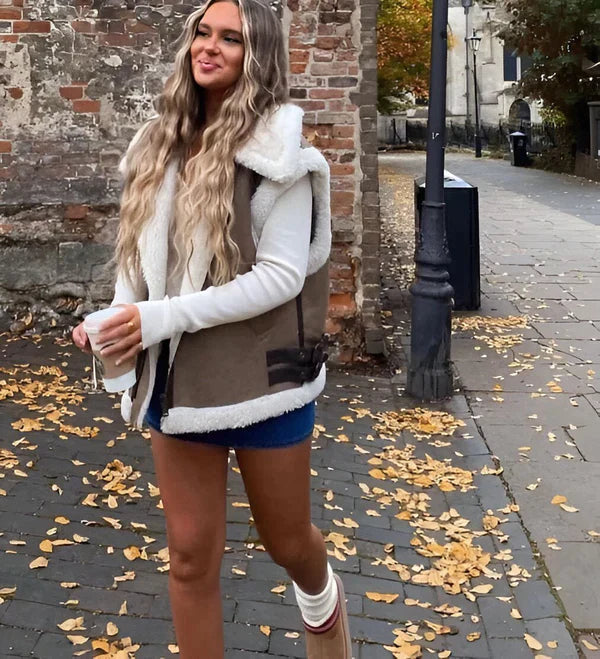 Gilet Long Femme Chic en Mélange de Laine pour Automne 2