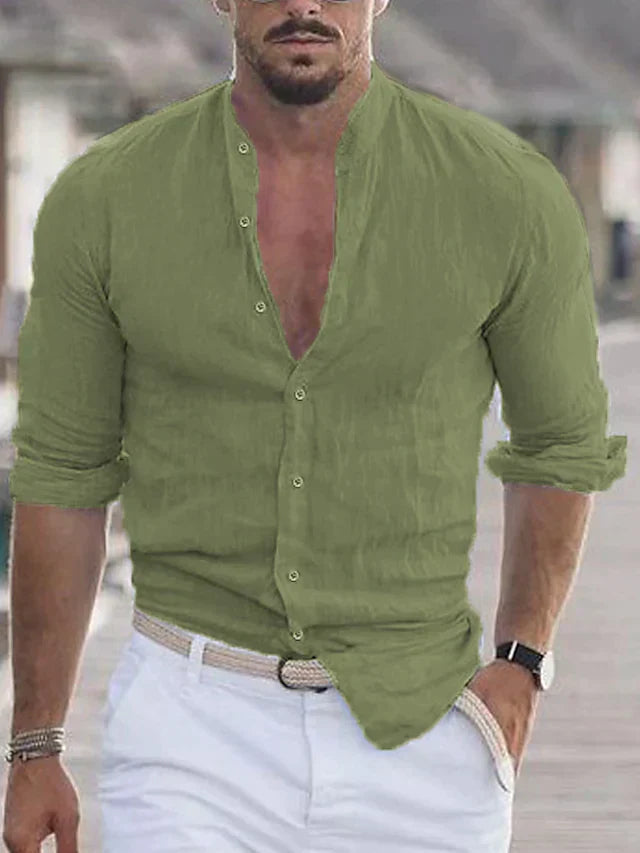 Variant image for Chemise Blanche Femme Élégante en Lin Décontractée-5