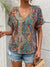 Chemisier Femme Chic Imprimé Paisley Col en V Léger Polyester-2