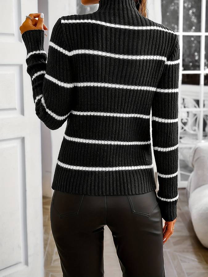 Pull Femme Rayé Style Décontracté en Coton 4