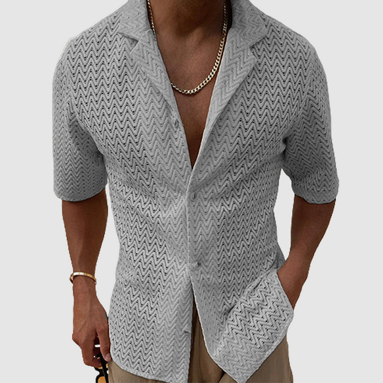 Chemise Homme Manche Courte Minimaliste en Coton 6