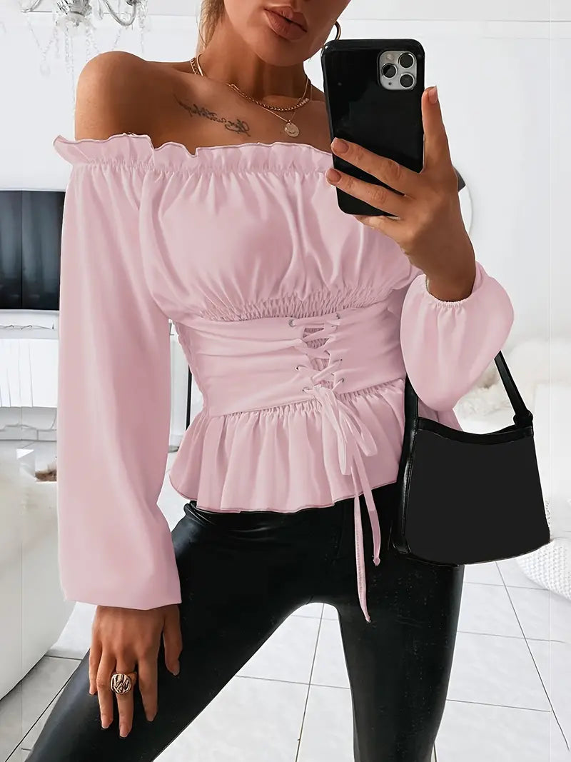 Chemisier Femme Chic avec Détails Rüsch Tissu Léger-6