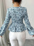 Chemisier Femme Chic à Motif Floral avec Manches Gonflées en Tissu Léger-4