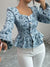 Chemisier Femme Chic à Motif Floral avec Manches Gonflées en Tissu Léger-2