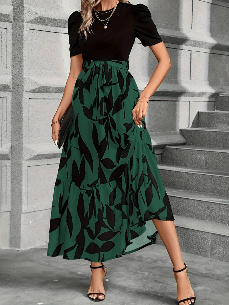 Robe Femme Longue Imprimé Floral Décolleté Circulaire Coton-4