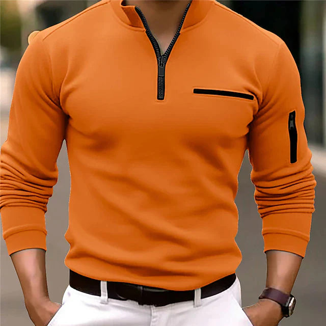 Variant image for Polo Homme Col Montant 100% Coton Style Élégant Manche Longue-25