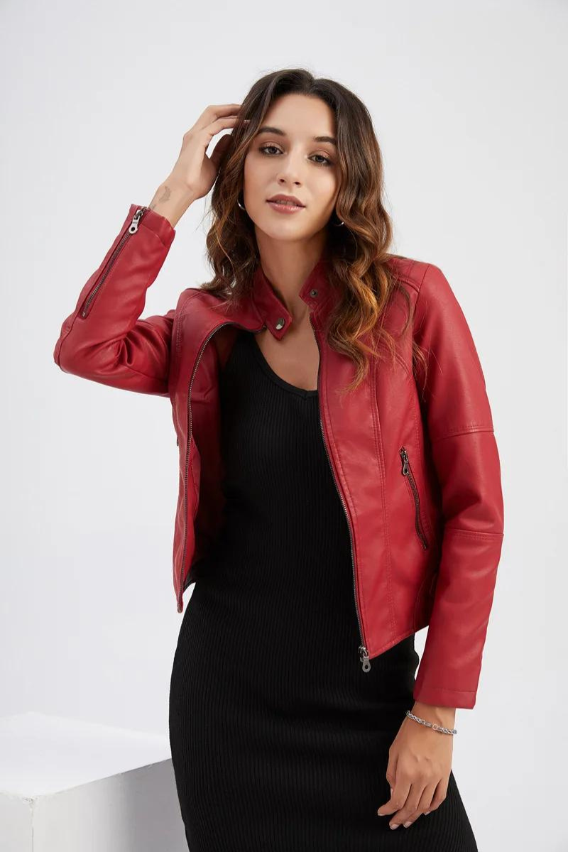 Veste de motard en cuir pour femmes