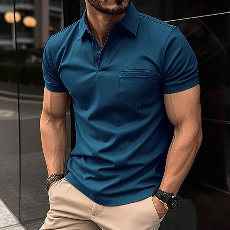 Variant image for Polo Homme Élégant Manche Courte en Tissu Respirant Noir-29