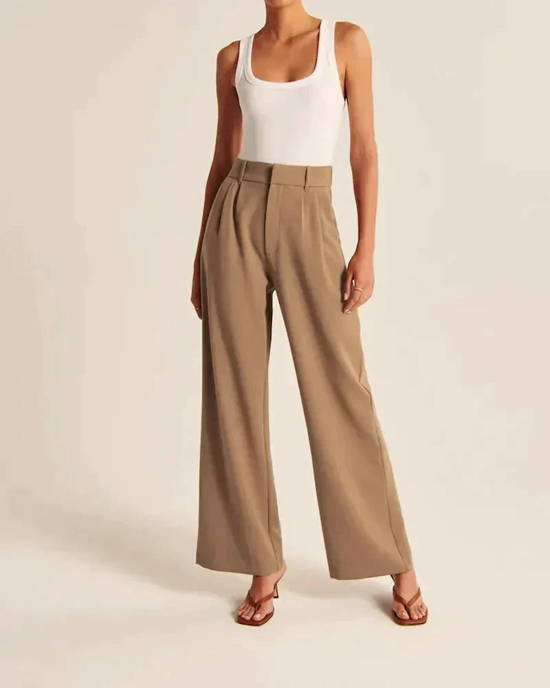 Pantalon Fluide Femme Large en Polyester Élastique 5