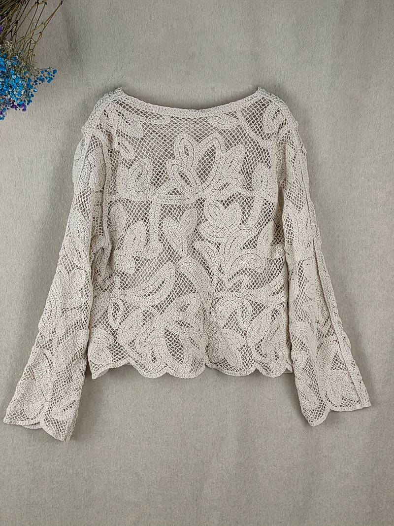 Chemise Femme Longue en Dentelle Floral Chic-2