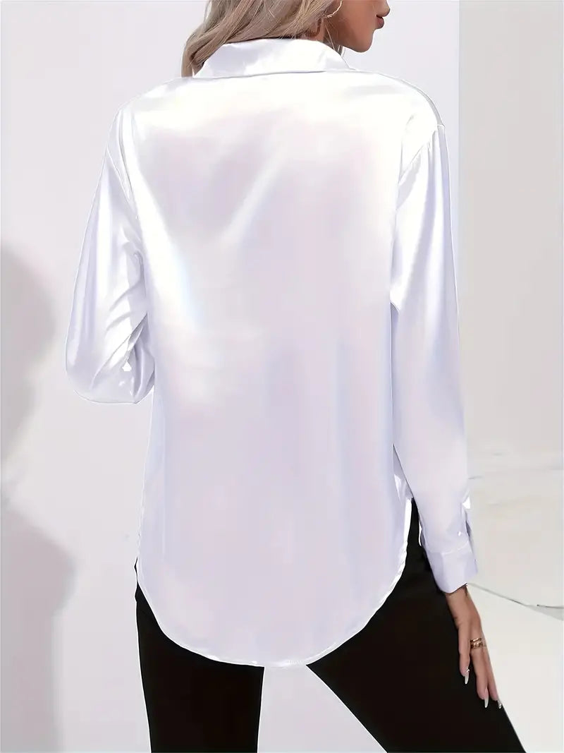 Chemise Femme Longue Élégante avec Boutons en Coton Chic-2