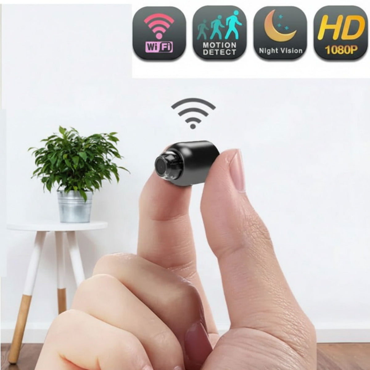 Caméra de Surveillance Sans Fil 1080P HD Wifi Compacte Design Discret