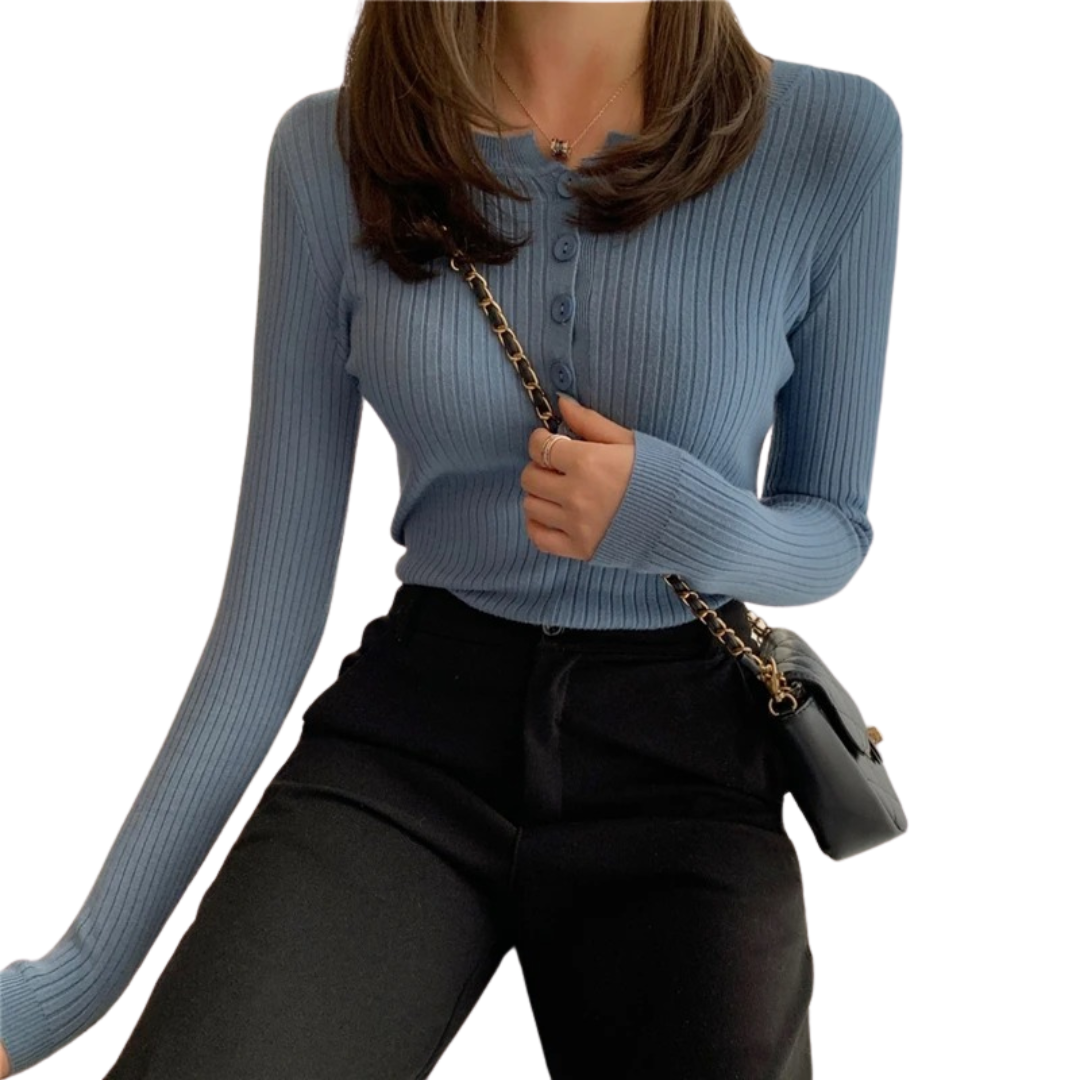Pull boutonné en tricot pour femmes