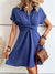 Robe Femme Mini Élégante Manches Courtes Tissu Doux-4