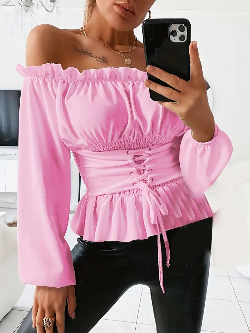 Chemisier Femme Chic avec Détails Rüsch Tissu Léger-2