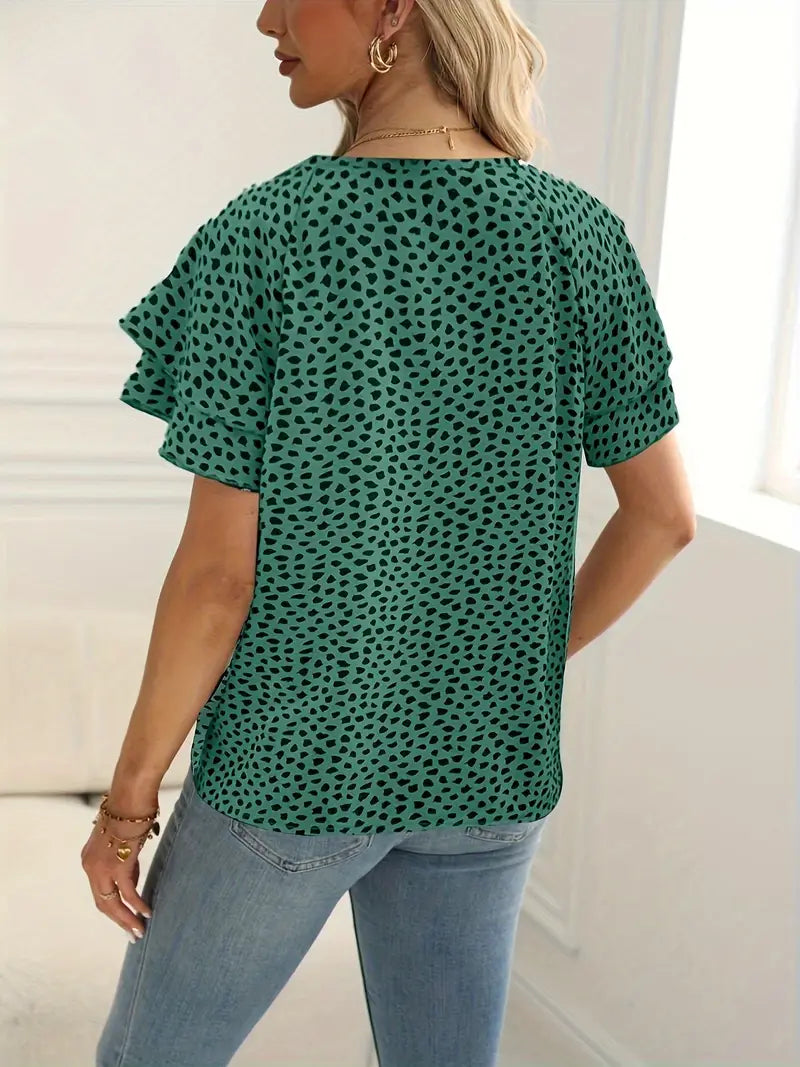 Chemisier Femme Chic à Volants 100% Polyester-5
