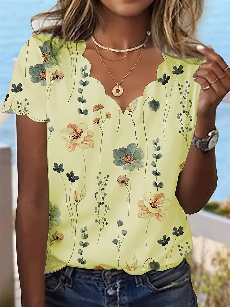 Variant image for Chemisier Femme Chic à Motif Floral Tissu Léger-49