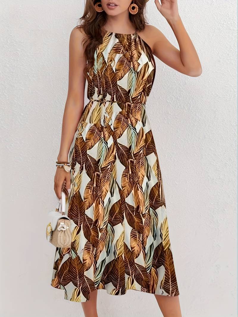 Variant image for Robe de Plage Femme Tropicale Col Halter Légère 100% Polyester-17