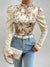 Haut Femme Satin Floral Élégant Légèrement Brillant-2