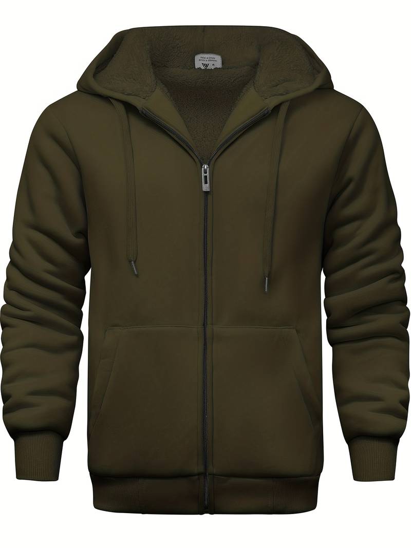 Variant image for Sweat à Capuche Homme Monochrome Zippé en Mélange de Coton et Polyester-50