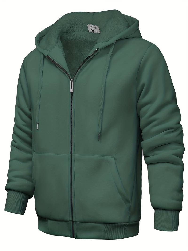 Variant image for Sweat à Capuche Homme Monochrome Zippé en Mélange de Coton et Polyester-22