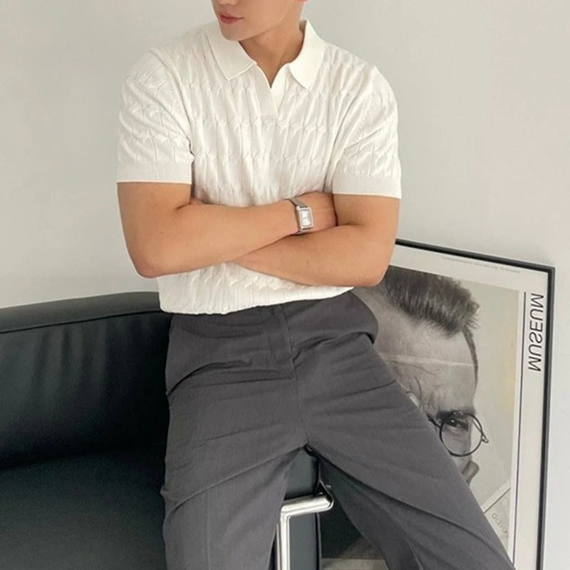 Polo en maille jacquard pour hommes