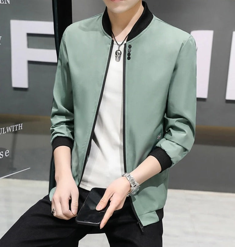 Veste coupe-vent zippée au cou pour hommes