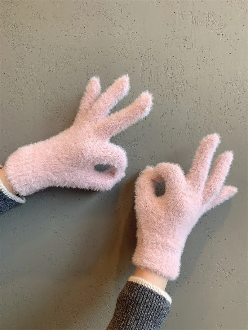 Gants d'hiver en velours de vison