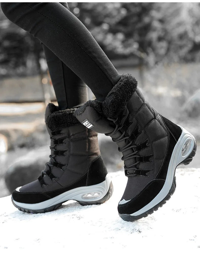 Bottes de neige imperméables à mi-mollet pour femmes