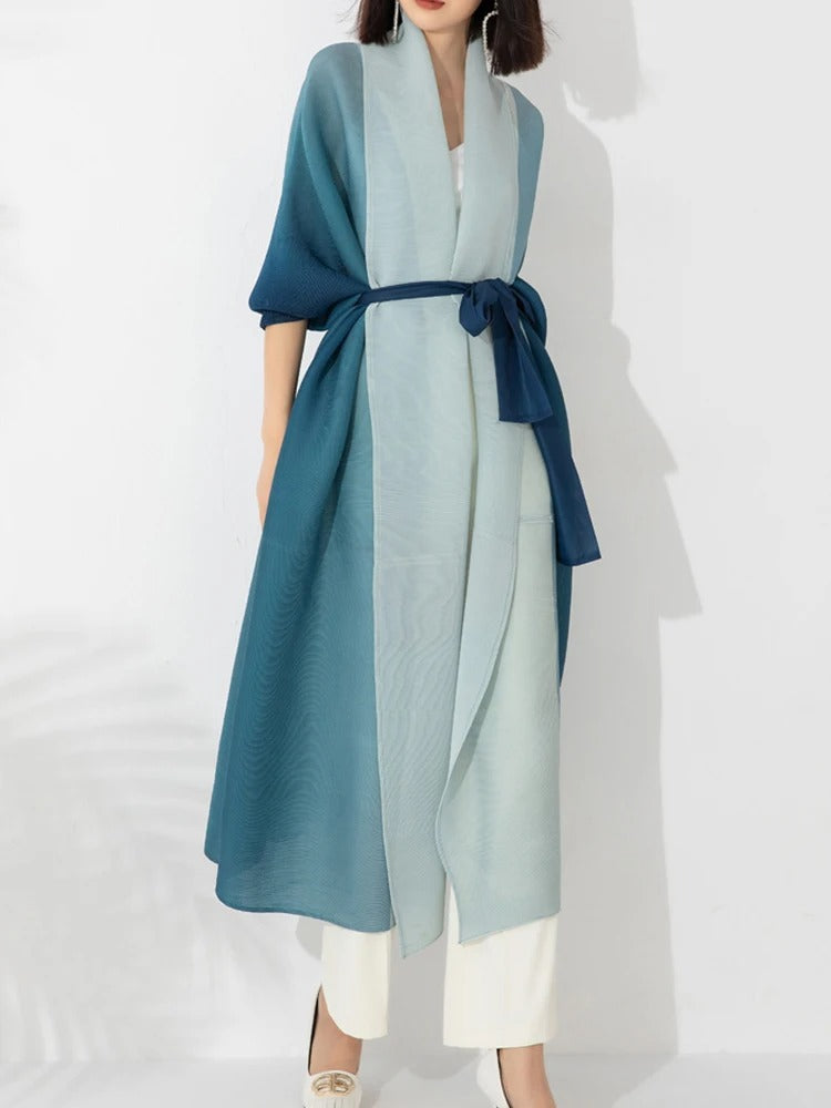 Trench-coat plissé dégradé pour femmes