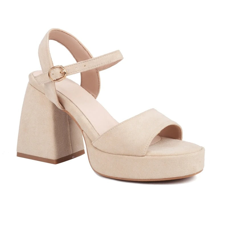 Sandales en daim à talons épais