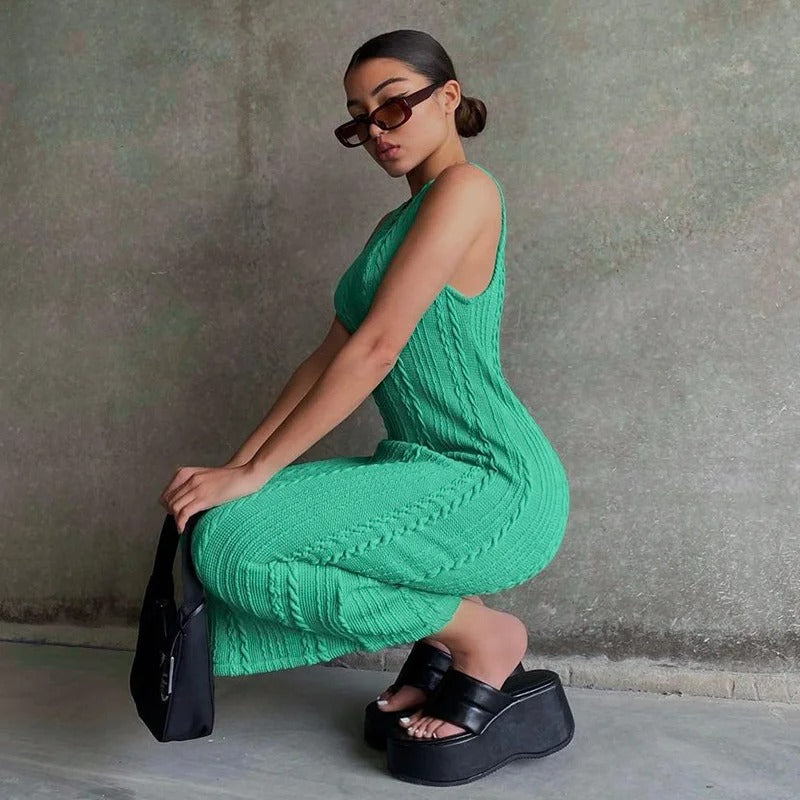 Bodycon sans manches en crochet pour femmes