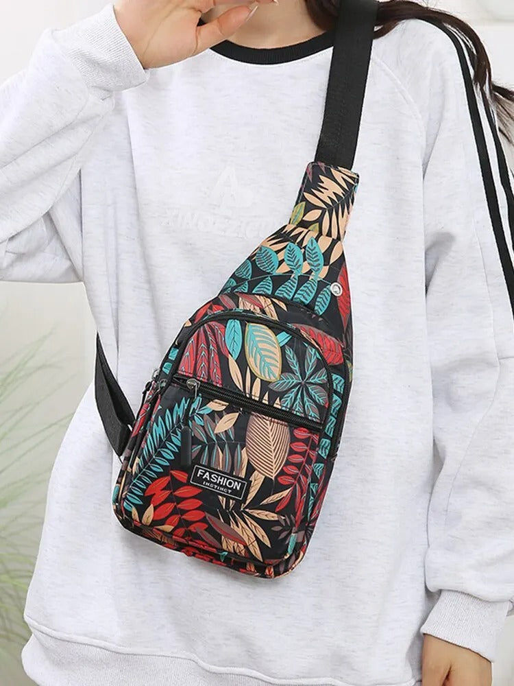 Sac bandoulière imprimé feuilles