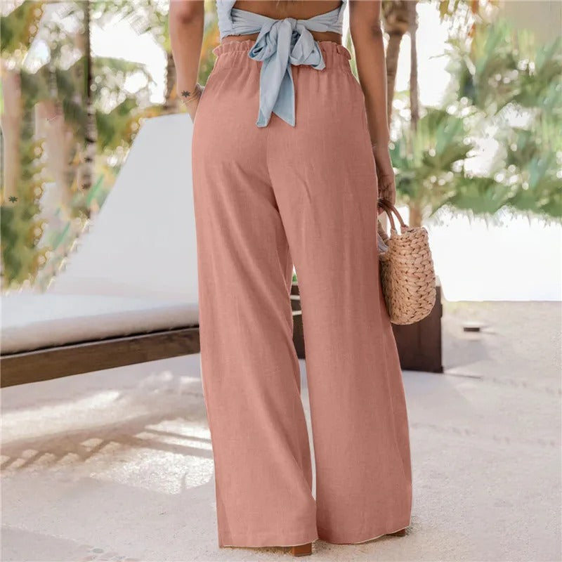 Pantalon large à volants pour femmes