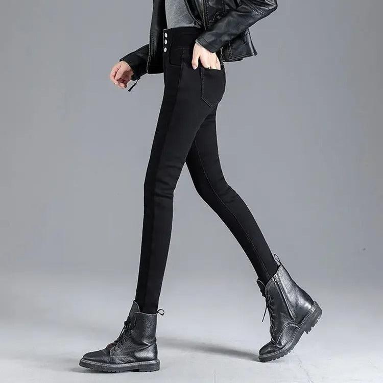 Jeans Skinny Thermique Taille Haute