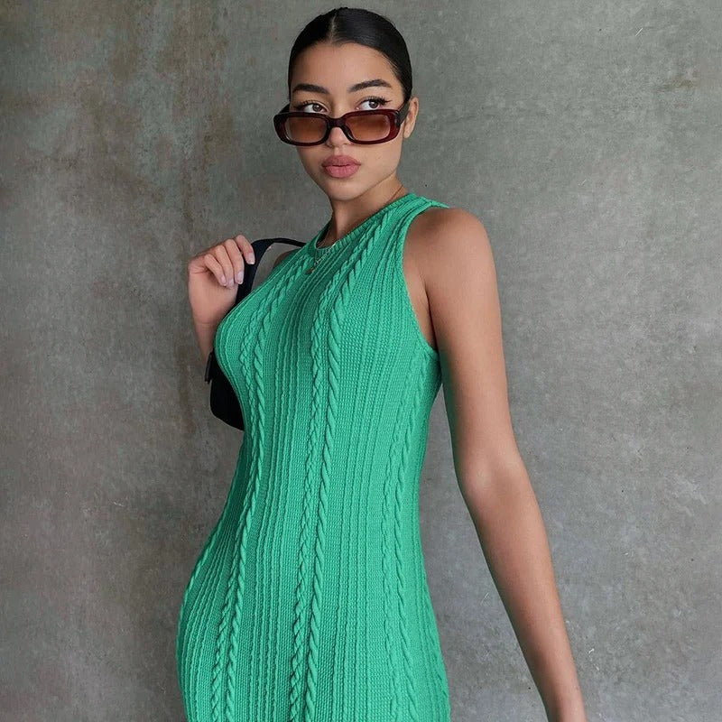Bodycon sans manches en crochet pour femmes