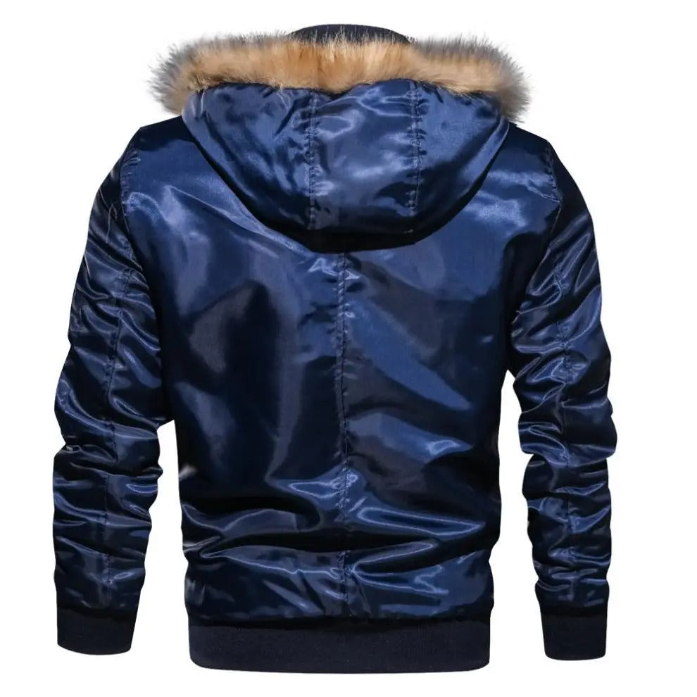 Blouson bombardier en peluche épaisse pour hommes
