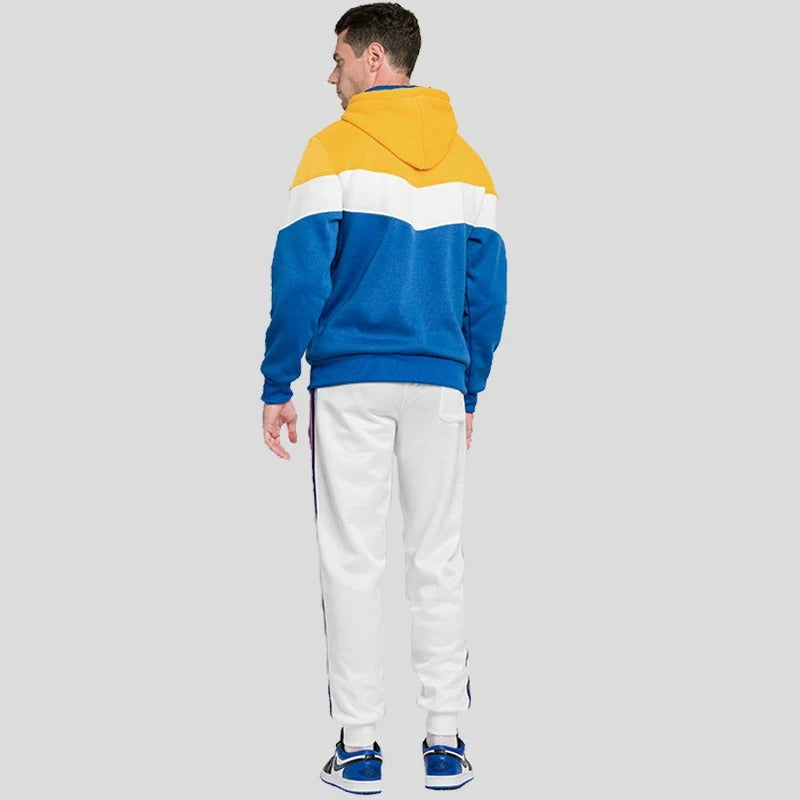 Sweat à capuche en polaire patchwork pour hommes