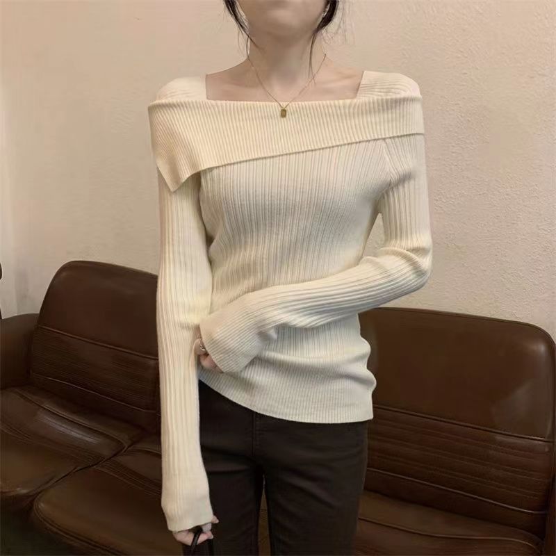 Pull en tricot à épaules dénudées pour femmes