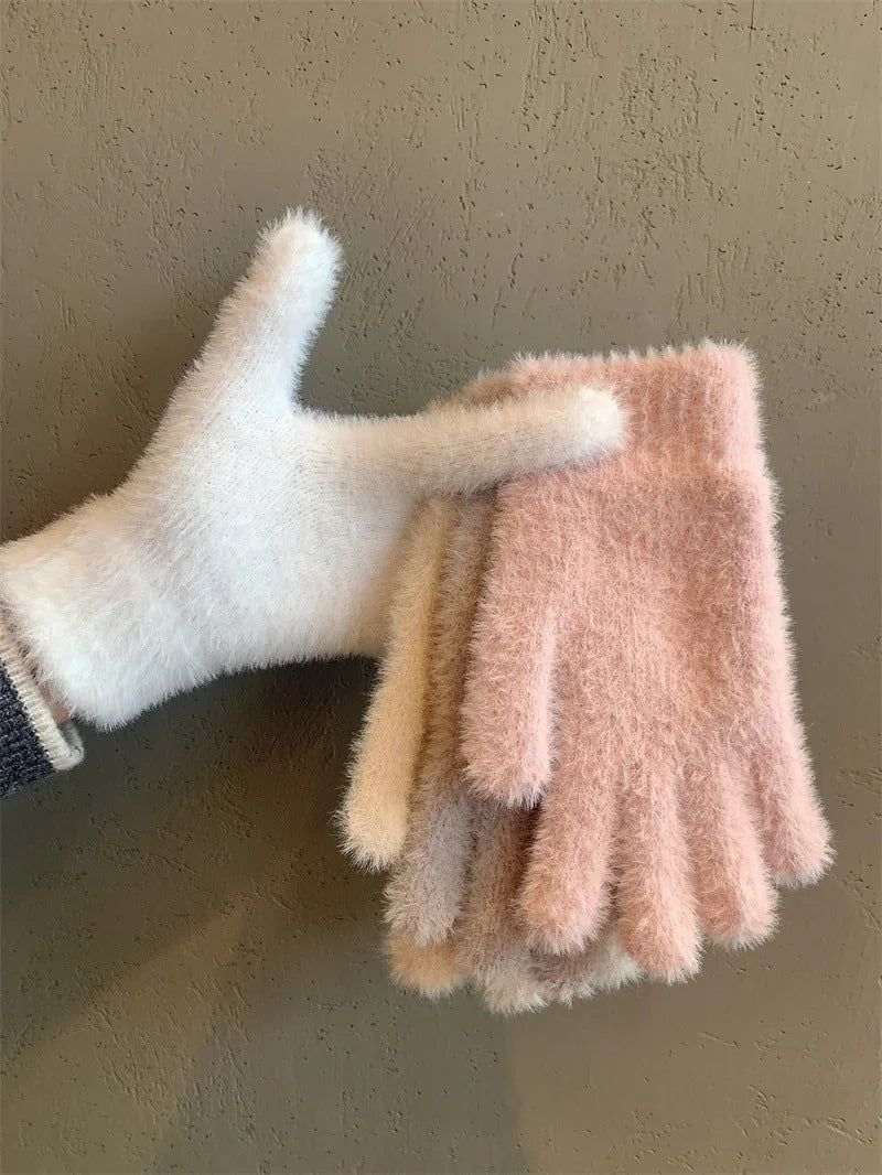 Gants d'hiver en velours de vison