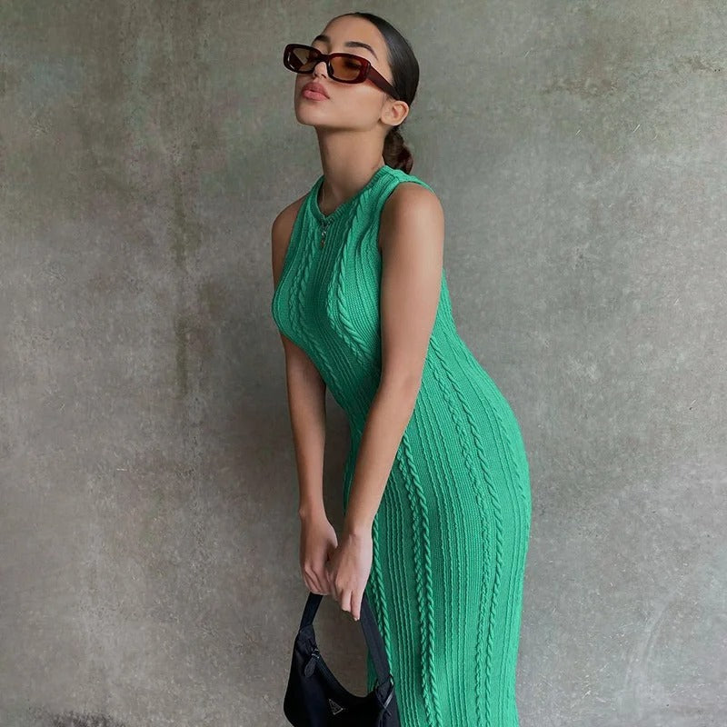 Bodycon sans manches en crochet pour femmes