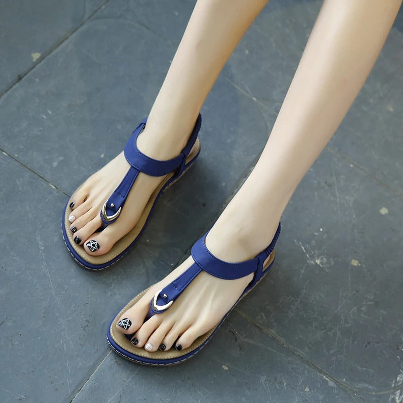 Sandales plates à lanières élastiques pour femmes