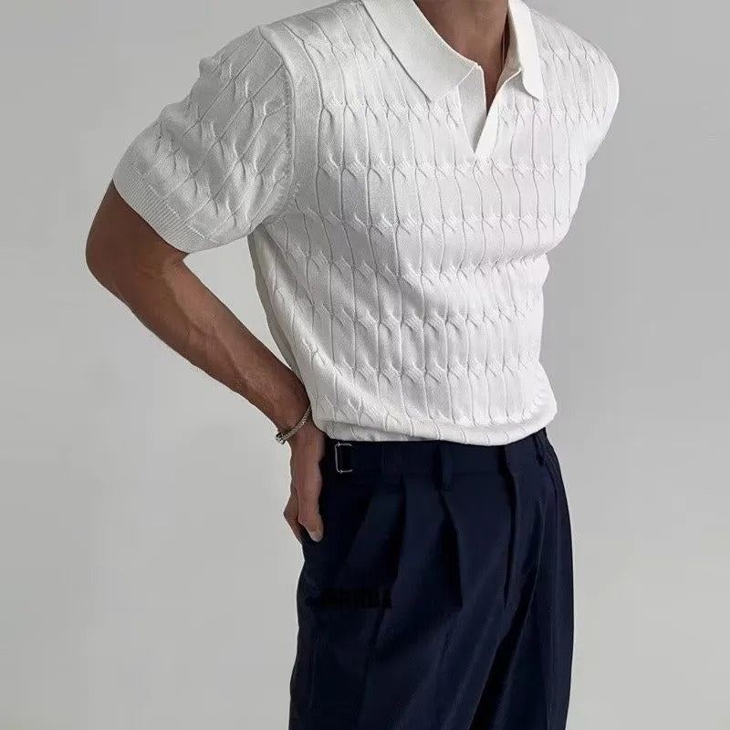 Polo en maille jacquard pour hommes