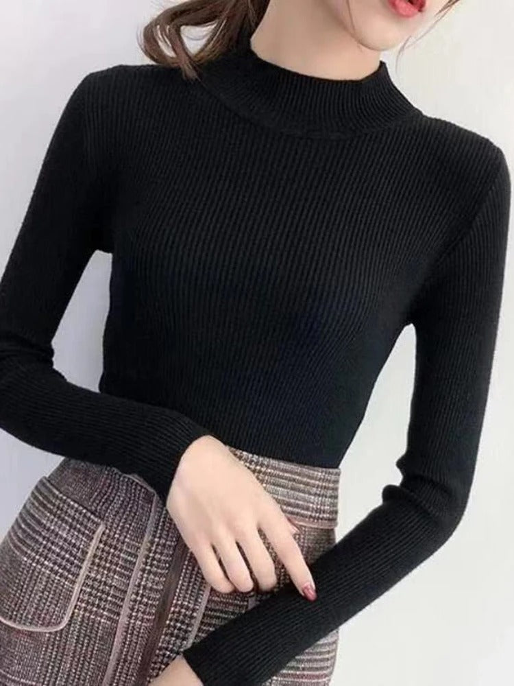 Pull en maille à col ras du cou pour femmes
