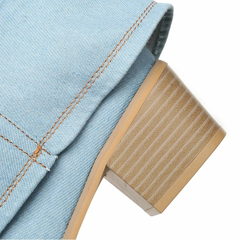 Bottes en denim à talons hauts pour femmes